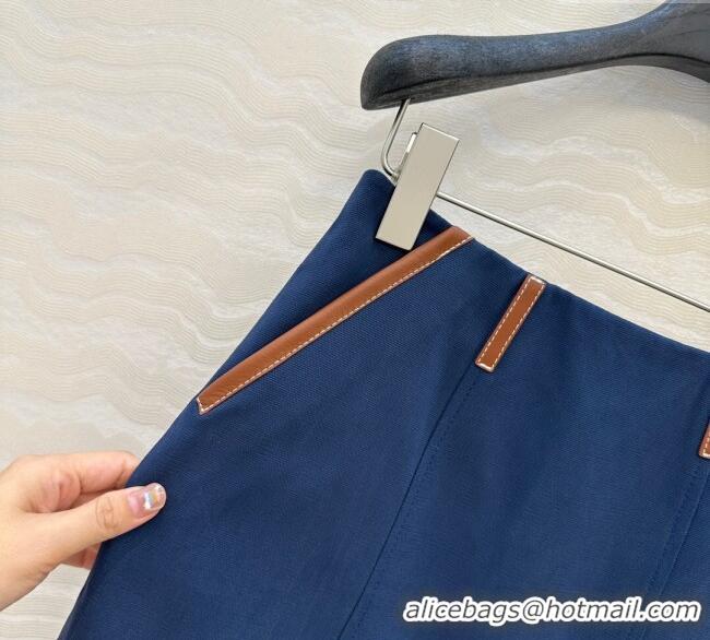 Affordable Price Miu Miu Canvas and Lambskin Skirt 0814 Blue 2025