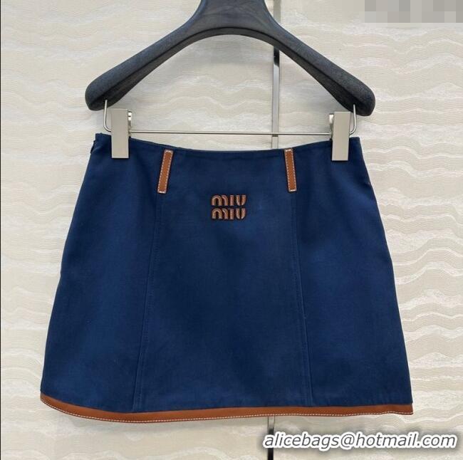 Affordable Price Miu Miu Canvas and Lambskin Skirt 0814 Blue 2025