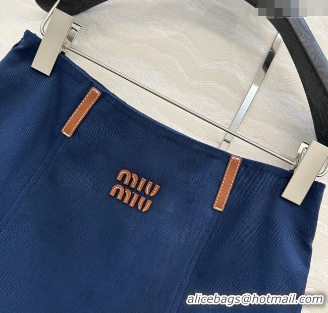 Affordable Price Miu Miu Canvas and Lambskin Skirt 0814 Blue 2025