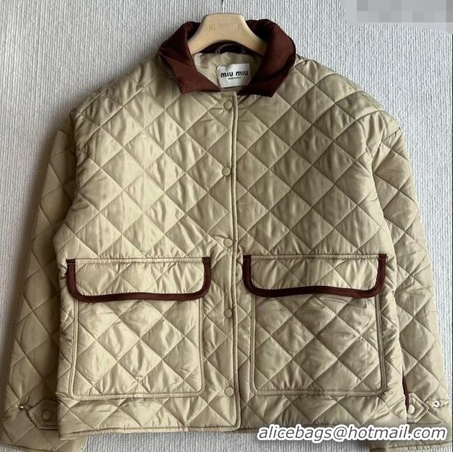 New Release Creation Miu Miu Padded Jacket 0814 Beige 2025