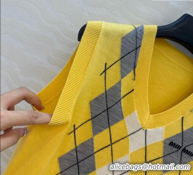 Luxury Cheap Miu Miu Wool Vest 0814 Yellow 2025
