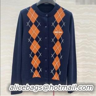 Best Product Miu Miu Wool Cardigan 0814 Blue/Orange 2025