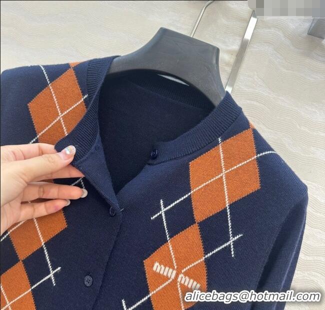 Best Product Miu Miu Wool Cardigan 0814 Blue/Orange 2025