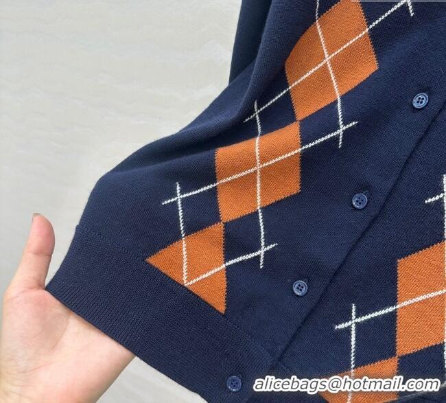 Best Product Miu Miu Wool Cardigan 0814 Blue/Orange 2025