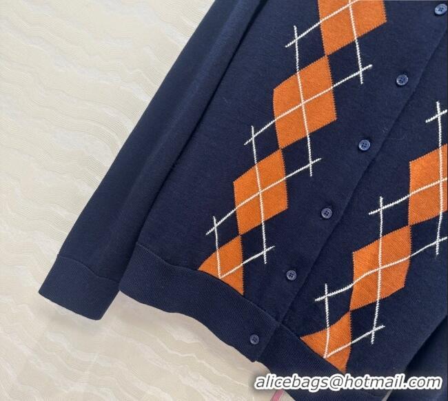 Best Product Miu Miu Wool Cardigan 0814 Blue/Orange 2025