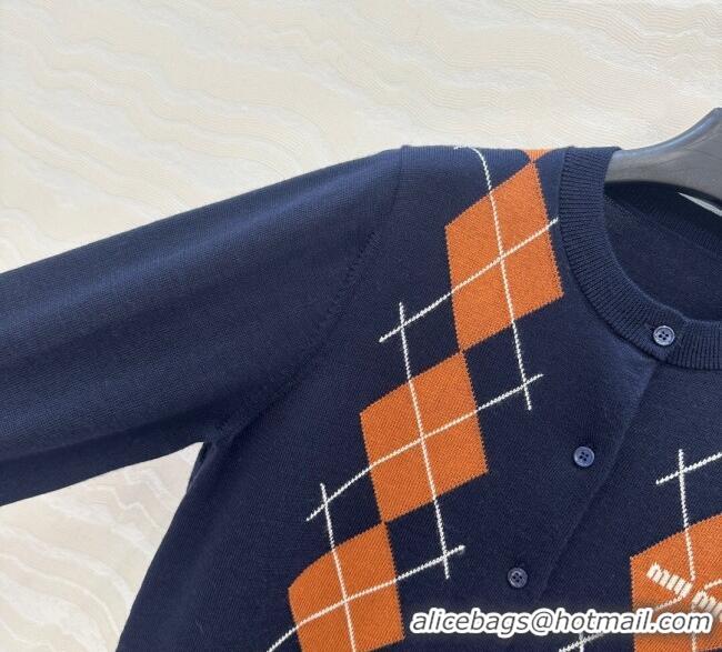 Best Product Miu Miu Wool Cardigan 0814 Blue/Orange 2025
