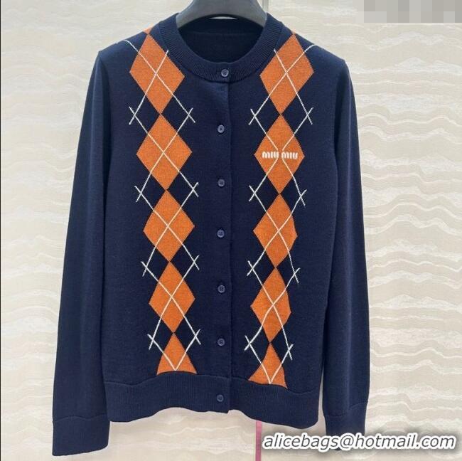 Best Product Miu Miu Wool Cardigan 0814 Blue/Orange 2025