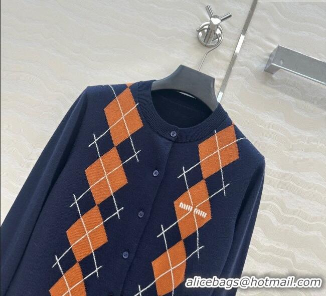 Best Product Miu Miu Wool Cardigan 0814 Blue/Orange 2025