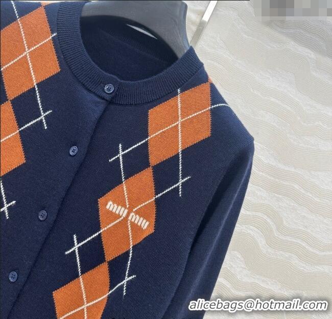 Best Product Miu Miu Wool Cardigan 0814 Blue/Orange 2025