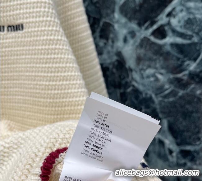 Luxury Cheap Miu Miu Knit Cotton Cardigan 0814 White 2025