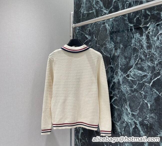 Luxury Cheap Miu Miu Knit Cotton Cardigan 0814 White 2025