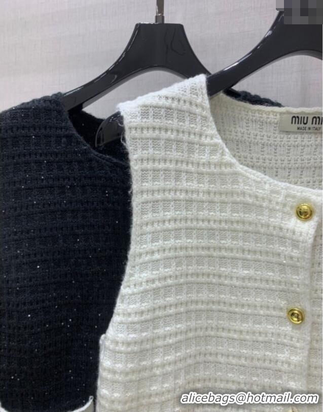 Top Quality Miu Miu Wool Cashmere Vest 0814 White/Black 2025
