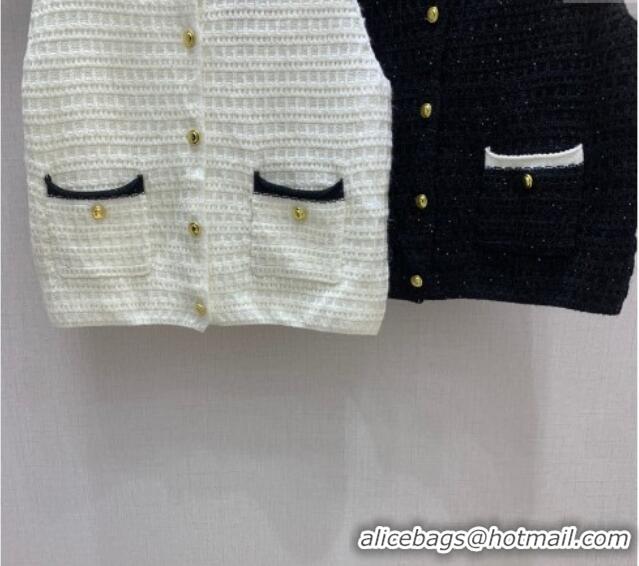 Top Quality Miu Miu Wool Cashmere Vest 0814 White/Black 2025