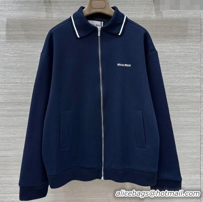 Original Cheap Miu Miu Cotton Jacket 0814 Navy Blue 2025