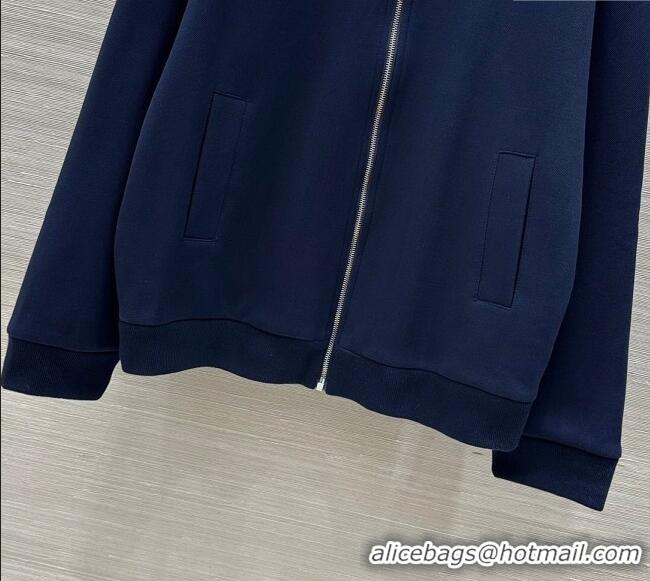 Original Cheap Miu Miu Cotton Jacket 0814 Navy Blue 2025