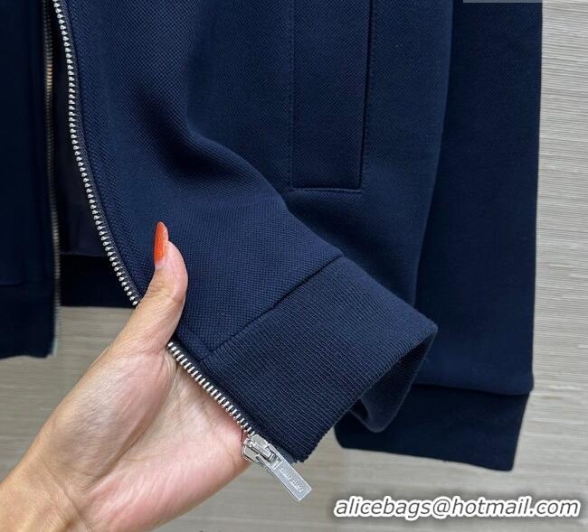 Original Cheap Miu Miu Cotton Jacket 0814 Navy Blue 2025