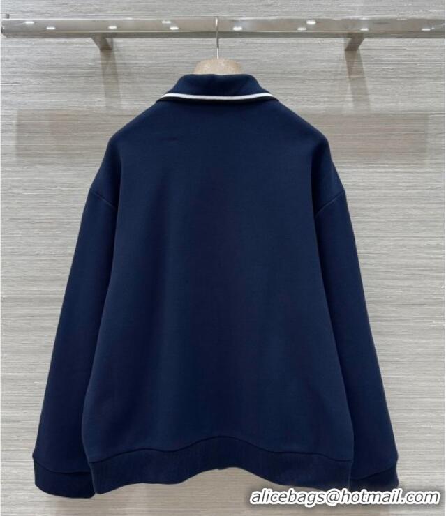 Original Cheap Miu Miu Cotton Jacket 0814 Navy Blue 2025