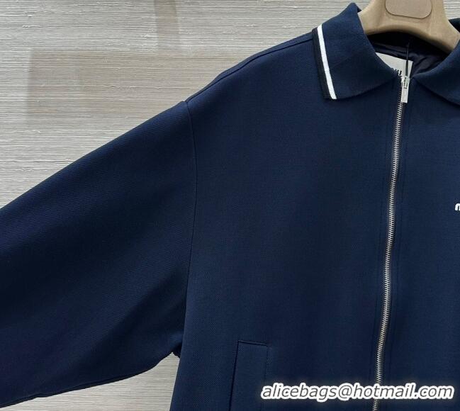 Original Cheap Miu Miu Cotton Jacket 0814 Navy Blue 2025