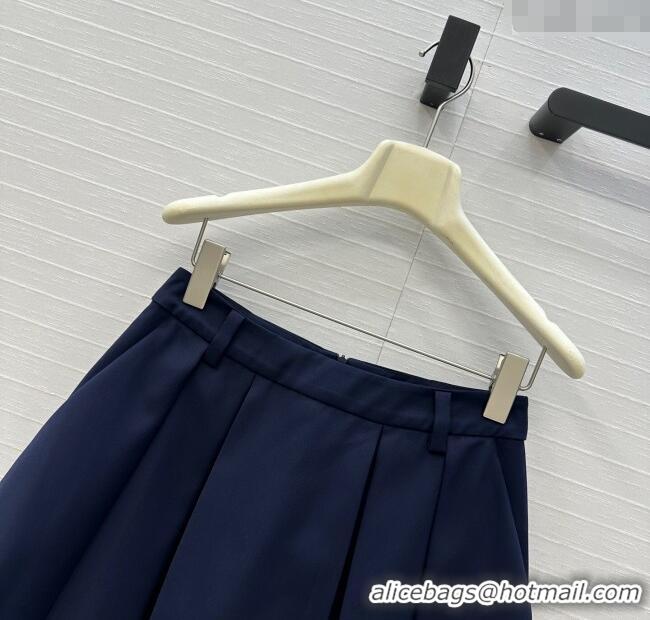 Reasonable Price Miu Miu Cotton Mini Skirt 0814 Dark Blue 2025