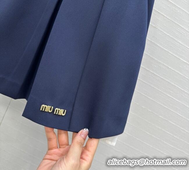 Reasonable Price Miu Miu Cotton Mini Skirt 0814 Dark Blue 2025