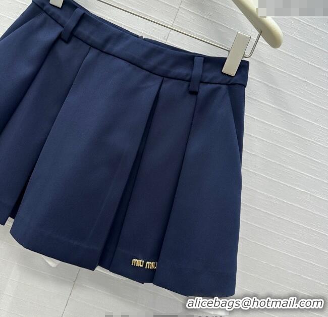Reasonable Price Miu Miu Cotton Mini Skirt 0814 Dark Blue 2025