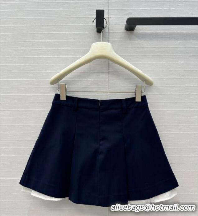 Reasonable Price Miu Miu Cotton Mini Skirt 0814 Dark Blue 2025