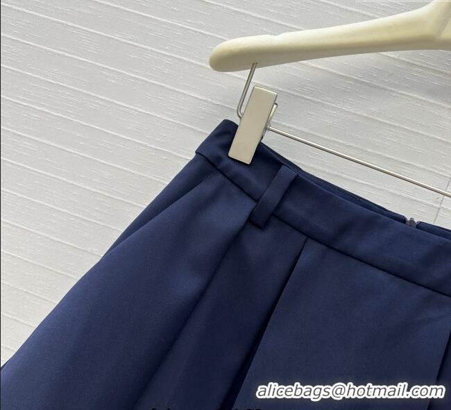 Reasonable Price Miu Miu Cotton Mini Skirt 0814 Dark Blue 2025