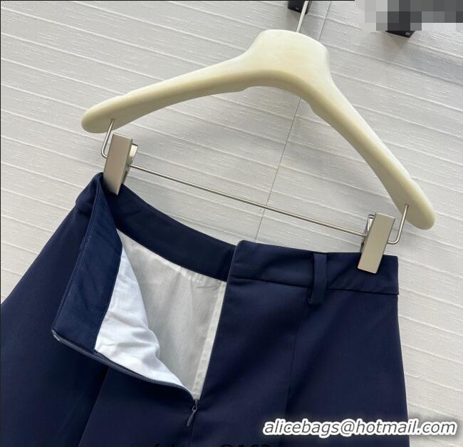 Reasonable Price Miu Miu Cotton Mini Skirt 0814 Dark Blue 2025