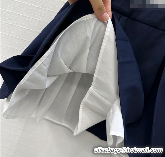 Reasonable Price Miu Miu Cotton Mini Skirt 0814 Dark Blue 2025