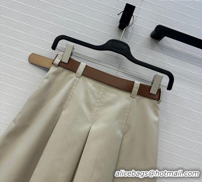 Super Quality Miu Miu Wool Pleated Skirt 0814 Khaki 2025