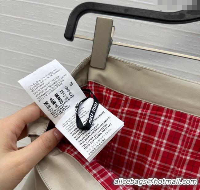 Super Quality Miu Miu Wool Pleated Skirt 0814 Khaki 2025