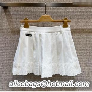 Grade Design Miu Miu Cotton Mini Skirt with Lace 0814 White 2025