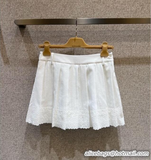 Grade Design Miu Miu Cotton Mini Skirt with Lace 0814 White 2025