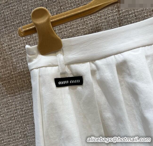 Grade Design Miu Miu Cotton Mini Skirt with Lace 0814 White 2025