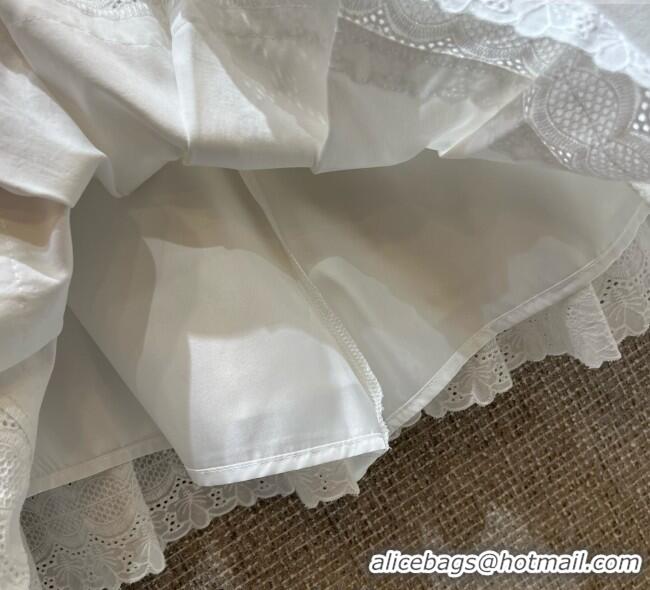 Grade Design Miu Miu Cotton Mini Skirt with Lace 0814 White 2025
