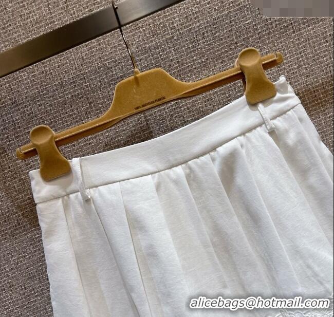 Grade Design Miu Miu Cotton Mini Skirt with Lace 0814 White 2025