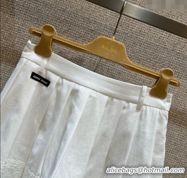 Grade Design Miu Miu Cotton Mini Skirt with Lace 0814 White 2025