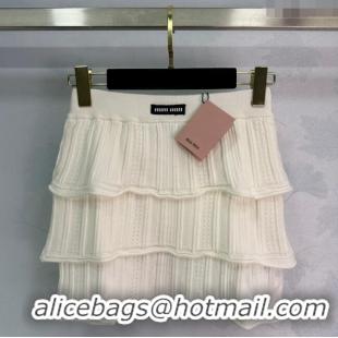 Buy Fashionable Miu Miu Layed Mini Skirt 0814 White 2025