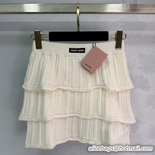 Buy Fashionable Miu Miu Layed Mini Skirt 0814 White 2025