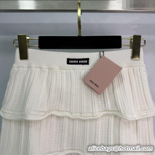 Buy Fashionable Miu Miu Layed Mini Skirt 0814 White 2025