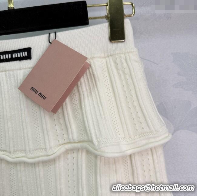 Buy Fashionable Miu Miu Layed Mini Skirt 0814 White 2025