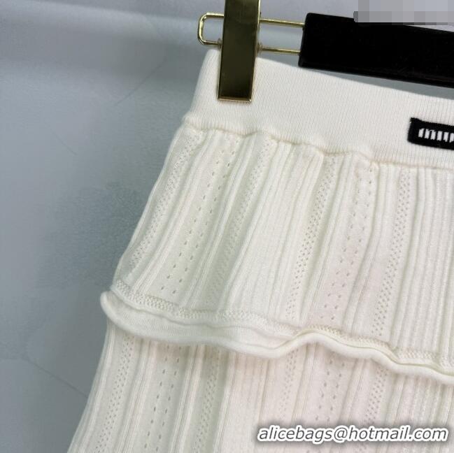 Buy Fashionable Miu Miu Layed Mini Skirt 0814 White 2025