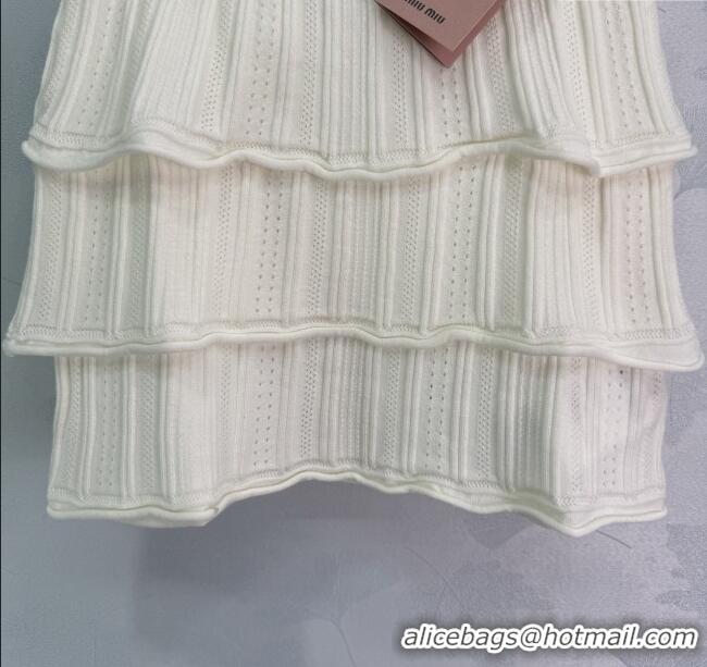 Buy Fashionable Miu Miu Layed Mini Skirt 0814 White 2025
