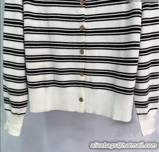 Best Quality Miu Miu Wool Striped Cardigan 0813 White 2025