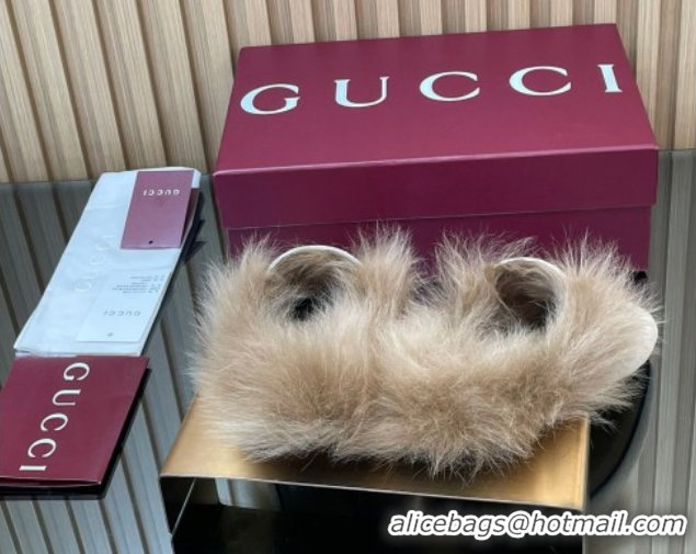 Sumptuous Gucci Jordaan GG Suede and Wool Flat Slippers with Horsebit Pale Grey 2025 GG102003 1020057