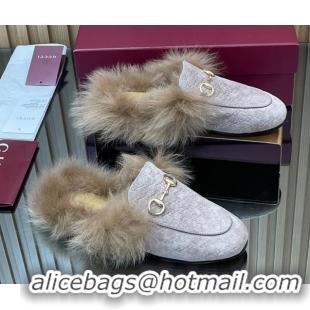 Purchase Gucci Jordaan GG Suede and Wool Flat Slipper with Horsebit Purple 2025 GG102003 1020058