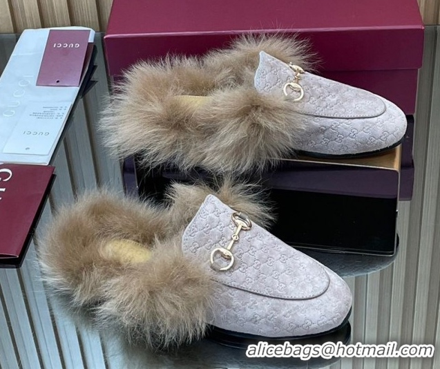 Purchase Gucci Jordaan GG Suede and Wool Flat Slipper with Horsebit Purple 2025 GG102003 1020058