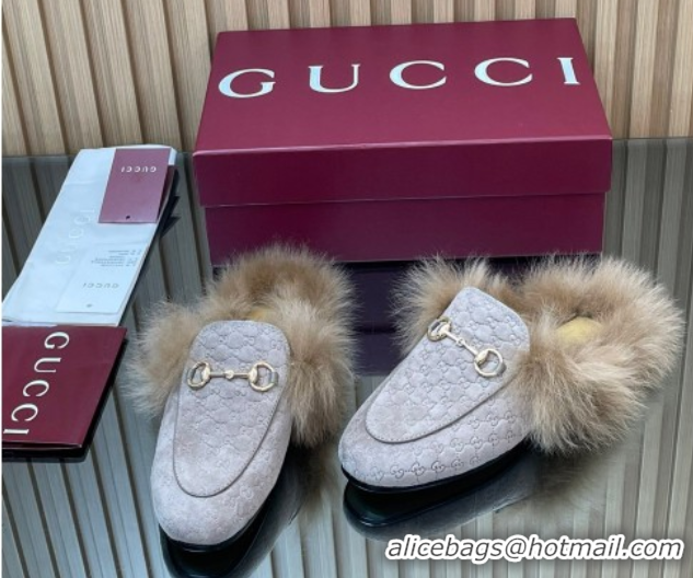 Purchase Gucci Jordaan GG Suede and Wool Flat Slipper with Horsebit Purple 2025 GG102003 1020058