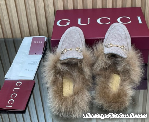 Purchase Gucci Jordaan GG Suede and Wool Flat Slipper with Horsebit Purple 2025 GG102003 1020058