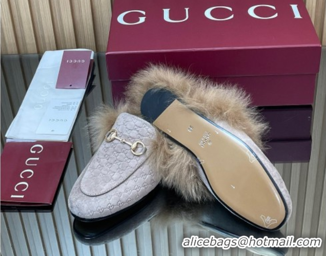 Purchase Gucci Jordaan GG Suede and Wool Flat Slipper with Horsebit Purple 2025 GG102003 1020058